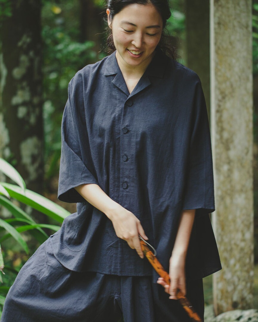 444 ババグーリ Babaghuri コットン カットソー カーディガン 黒 444