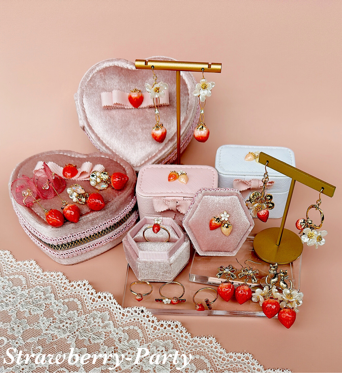 いちご☆パフェ様お取り置き575☆リメイク☆ぷっくりハートキーホルダー４個セット いちご☆パフェ様お取り置き575☆リメイク☆ぷっくりハート