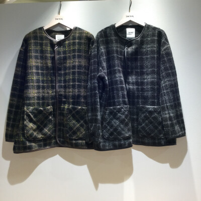 NO COLLAR CHECK COAT