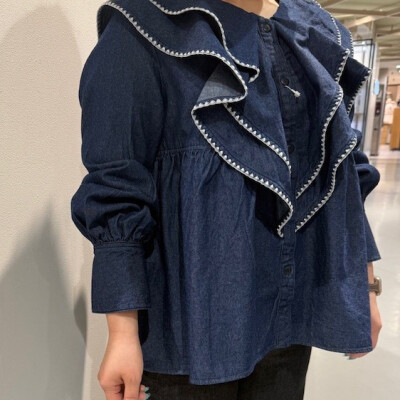 ＜エドウイン＞FRILL　COLLAR　DENIM  SHIRTS