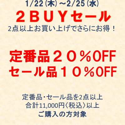 2点以上まとめ買いでお得！2BUYセール