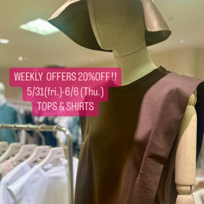 〈JNBY〉WEEKLY OFFERS 20%OFF❗️5/31(金)-6/6(木)「TOPS & SHIRTS」‼️